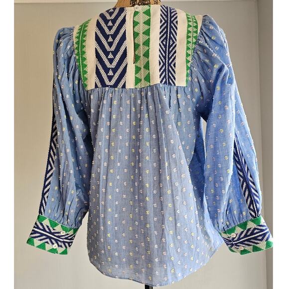 Anthropologie Verb by Pallavi Singhee Rhapsody Embroidered Cotton Blouse Sz XS - Picture 9 of 10